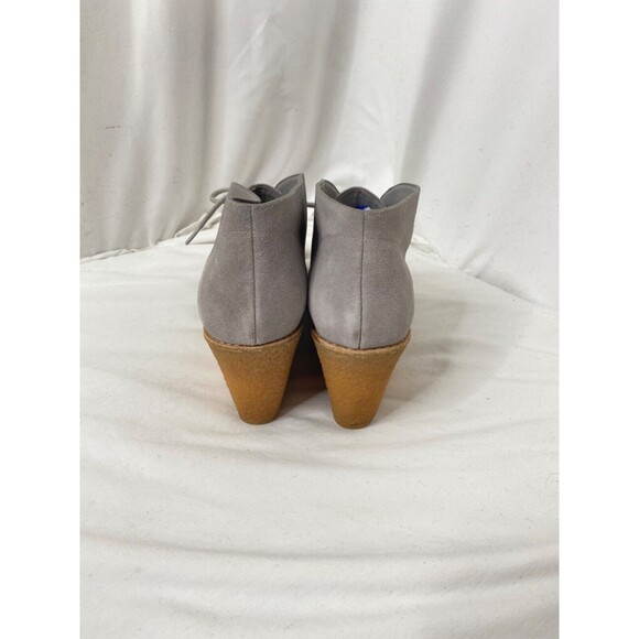 Cole Hann Womens 8.5 Halley Chukka Boots Grey Leather and Brown Wedge Lace Ankle - Picture 7 of 12